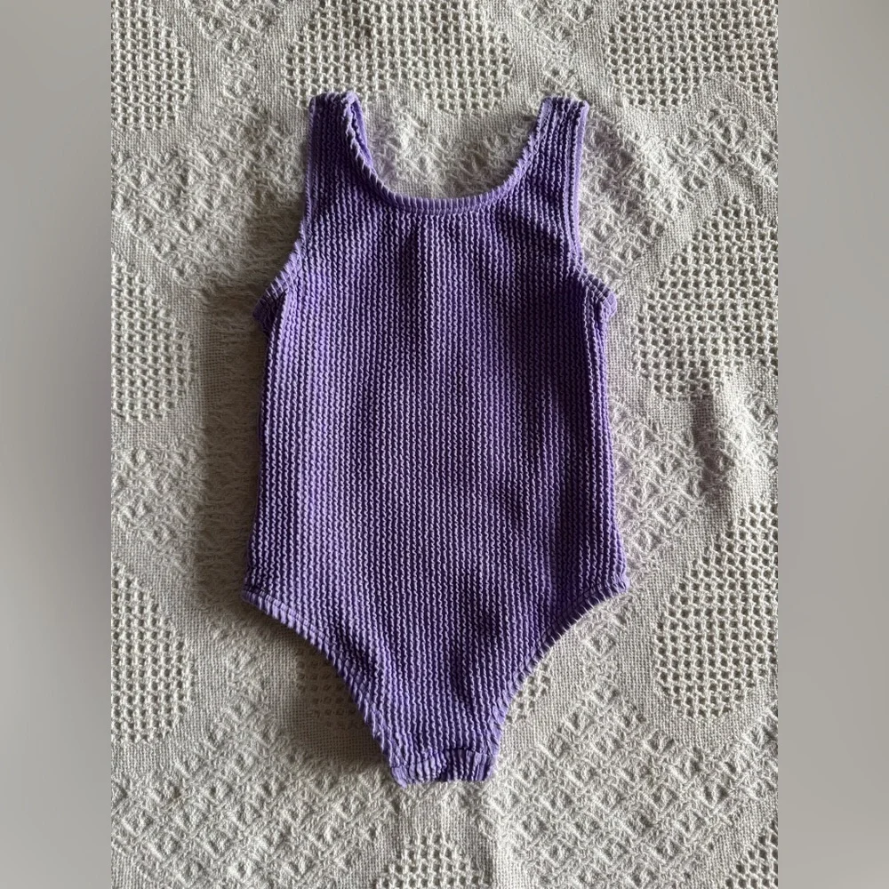 Ribbed Lilac Purple Girls Swim Suit 4T